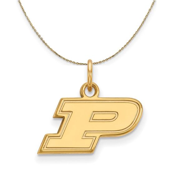 14k Yellow Gold Purdue X-Small Initial P Necklace - 30 Inch